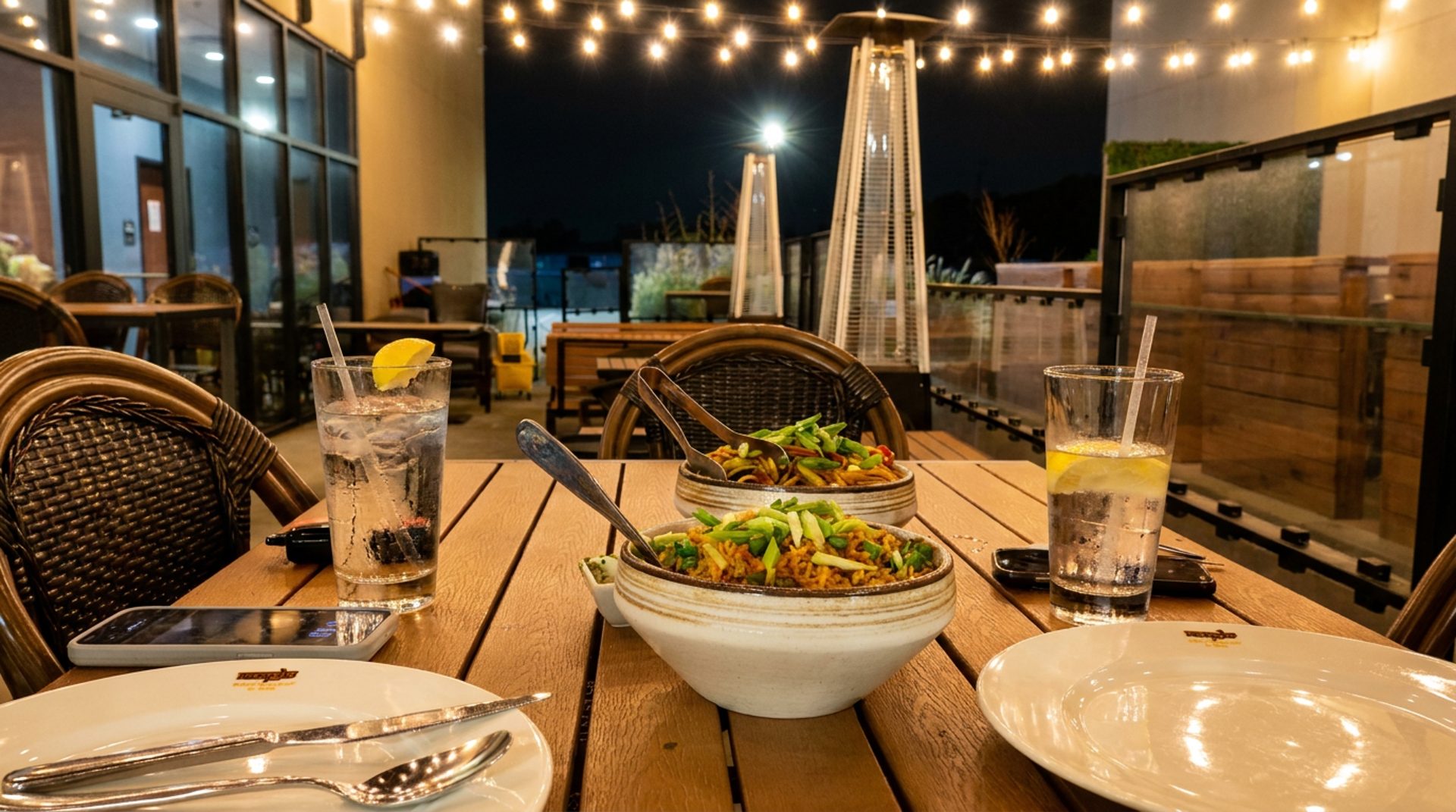 Dinner Outside Under the Lights